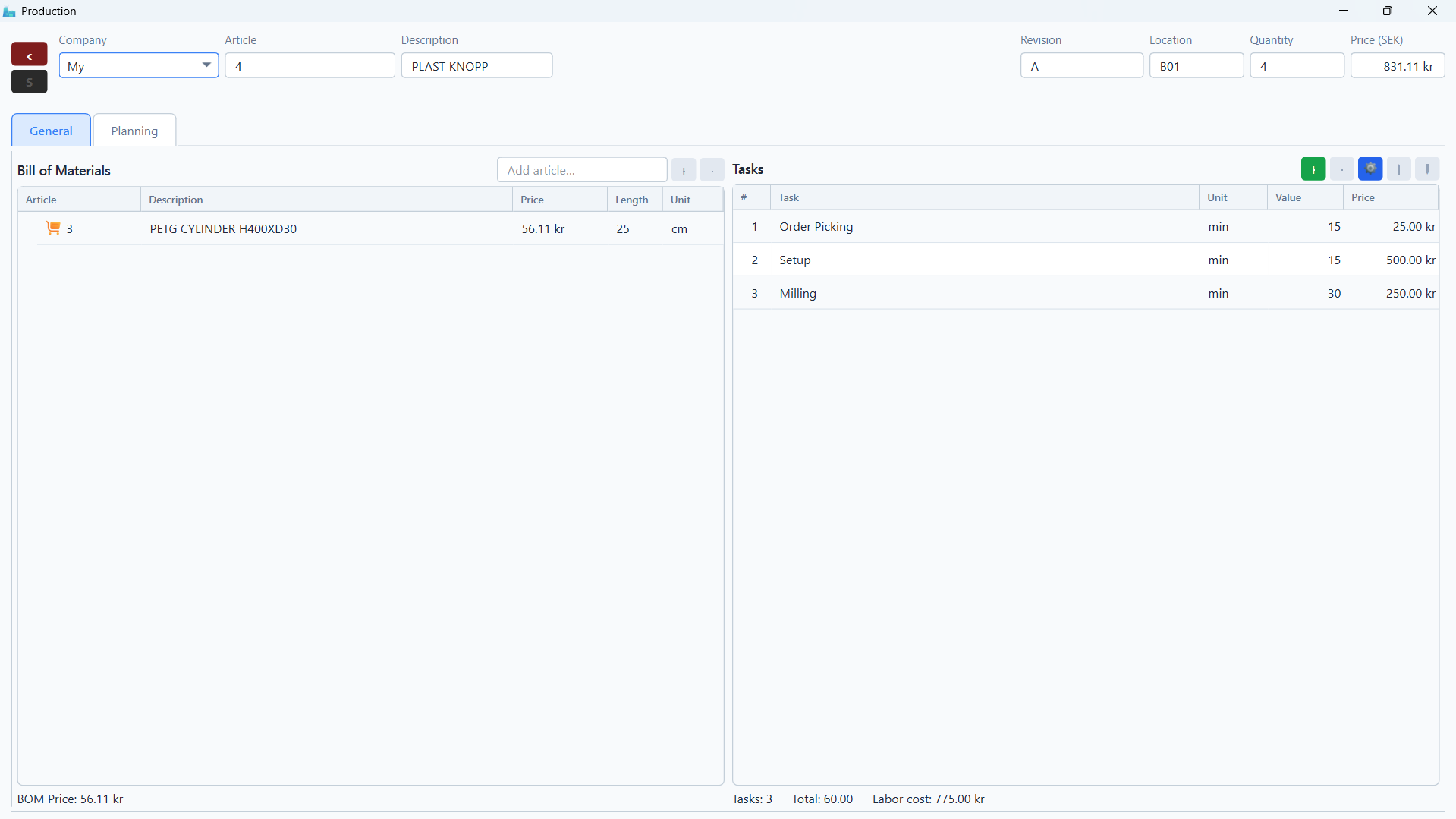 desktop view of software